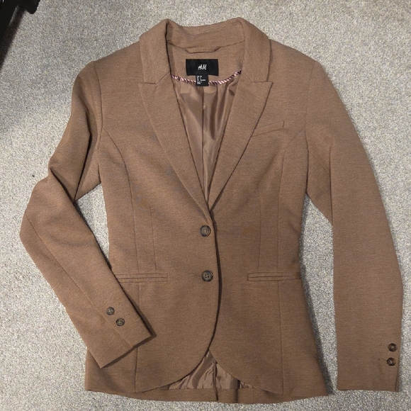 H&M | Stretch Knit Women's Tan Blazer - Picture 1 of 9